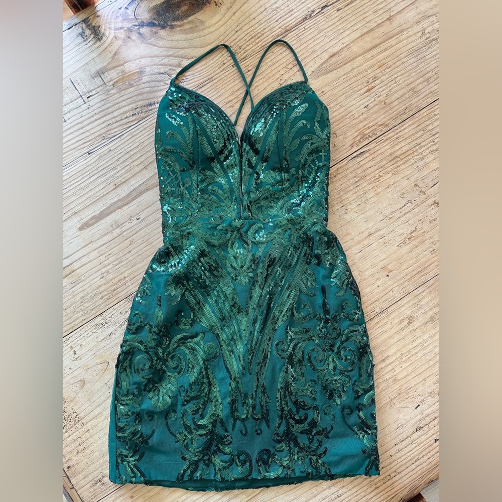 Sequin lace up dress